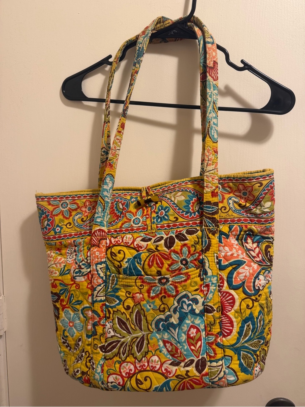 Vera Bradley Yellow Floral Quilted Tote Bag